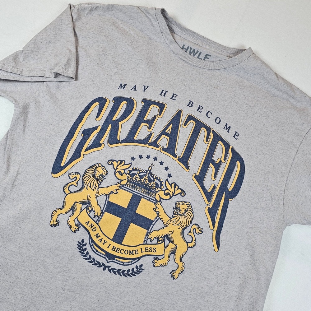 HWLF He Would Love First Christian T-Shirt XL Gray Graphic Tee May He Become